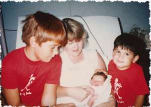 Me With My Newborn Daughter and 2 Sons August 1992 (c) Copyright Sherri Matthews 2013
