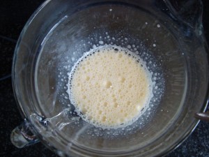 Whisked, fluffy and pale eggs