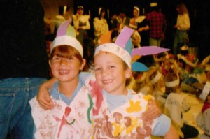 My son (left) with a friend at his first Thanksgiving feast 1988 (c) Sherri Matthews