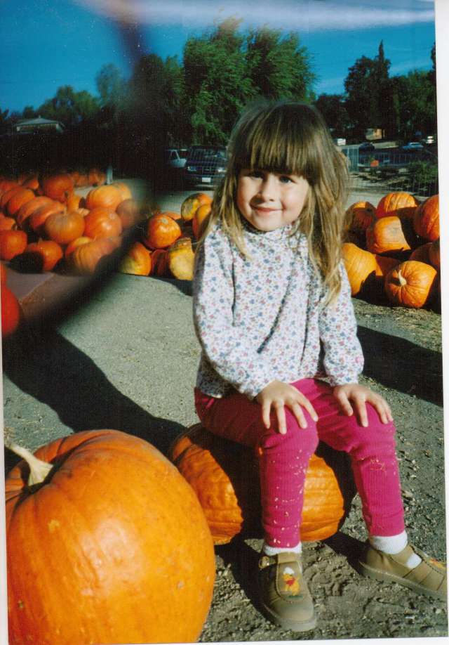 Aspie D making sure this pumpkin wasn't going anywhere - 1994 Paso Robles, CA (c) Sherri Matthews