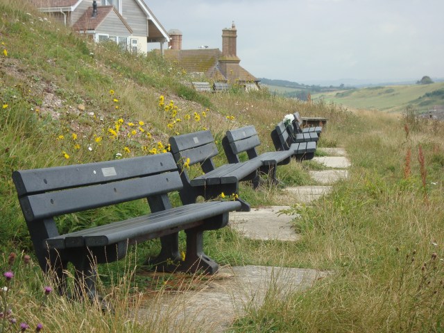 Memorial Benches overlooking West Bay, Somerset (c) Sherri Matthews 2014