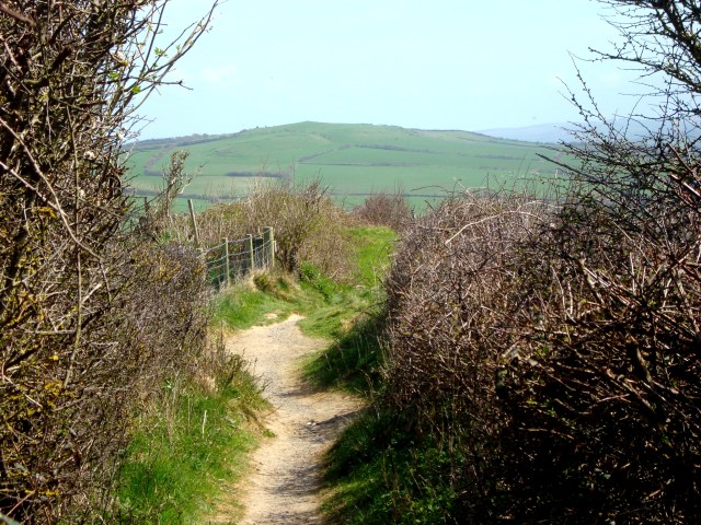 Green Hills and Blue Seas beckon as the path meanders onward. West Bay April 2015 (c) Sherri Matthews