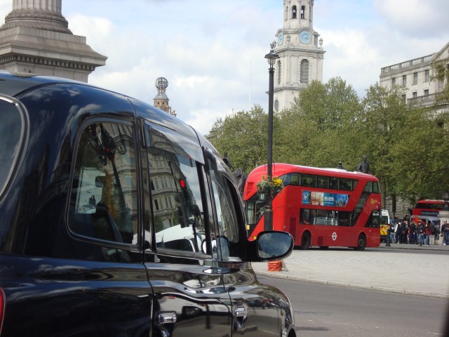 Driving through Trafalgar Sqare April 2015 (c) Sherr Matthews